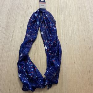 Scarf - NEW - Greenbrier - Blue with Red & White Fireworks Pattern - 63x13